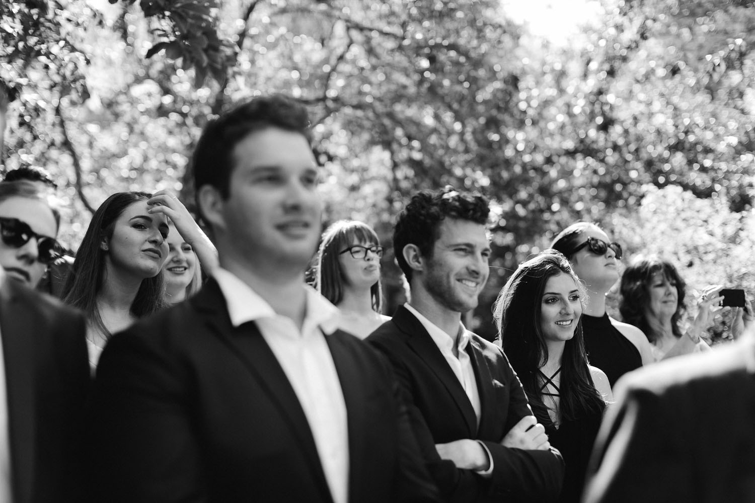 blue mountains wedding guests laughing