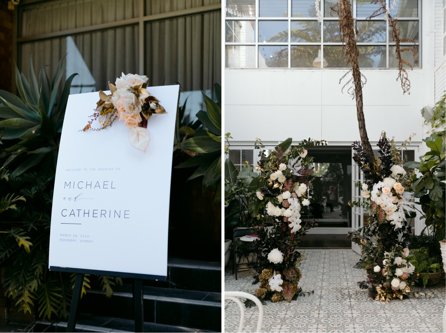 la porte space courtyard with stunning florals